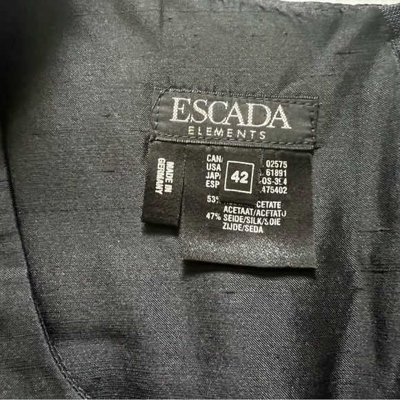 VTG Escada Elements Raw Silk Shift Dress BLK SZ 42/M Classic Chic Minimalist 90s - Picture 15 of 16